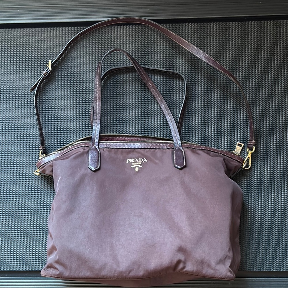 Prada Authenic Burgundy Nylon Tote Bag